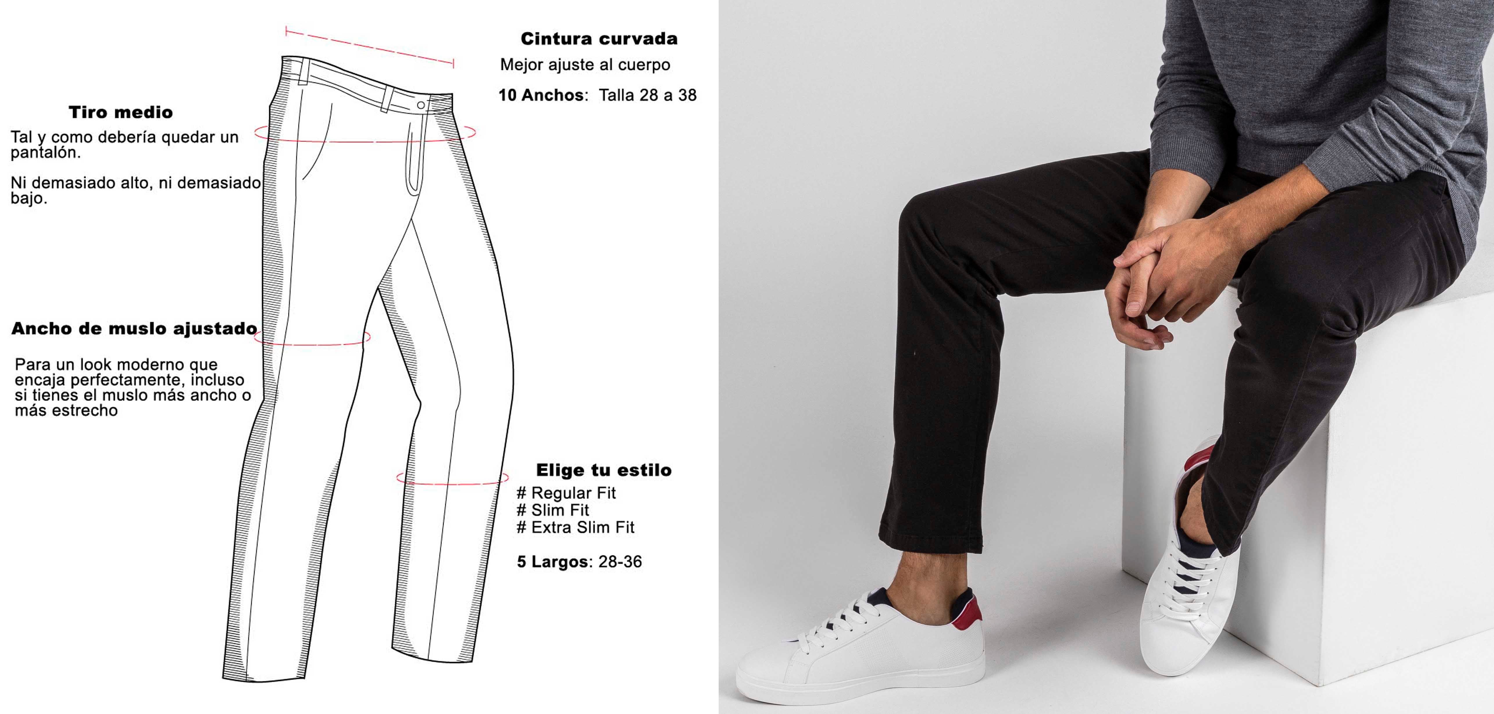 Smitzy Chinos para hombre. Chino moderno, calidad superior a precio justo. Corte Regular, slim y extra slim ajustado a tu gusto. Fabricado en España.